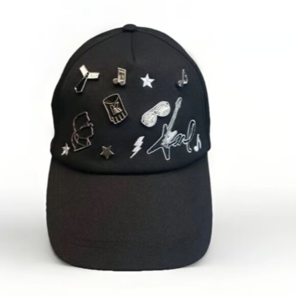 KARL LAGERFELD Women's Cap Paris Adjustable Fitted BLACK BRAND-NEW w/tag - Picture 12 of 13